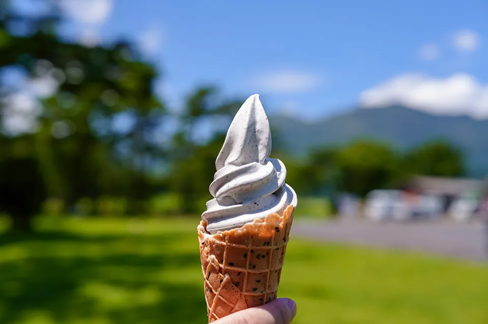 直火焙煎した黒ごまを使った香り高い「黒胡麻ソフト」が一番人気